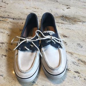 💕Sperry Top Siders. Size 6. White/blue